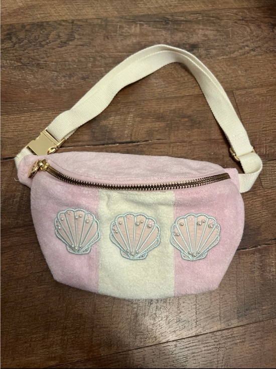 Stoney Clover Lane Handbags - Stoney Clover Lane Terry Pink & Cream Shell Embroidered Fanny Pack